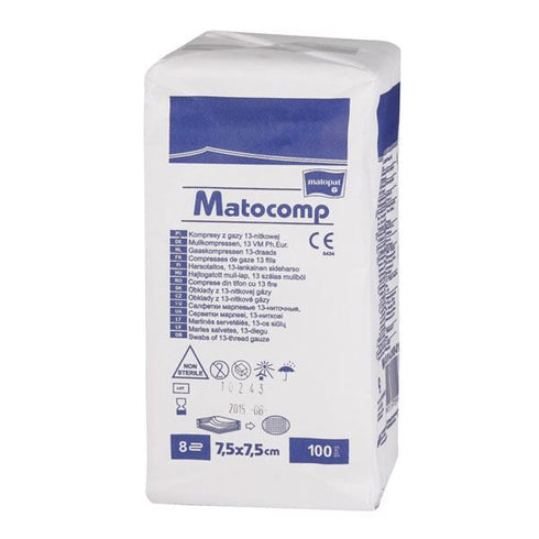 Comprese nesterile din tifon MATOCOMP, 8 straturi, 100 bucati